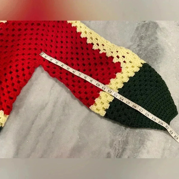 Handmade Crochet Oversized Hexagon Granny Square Open Front Cardigan Sweater OS - Picture 7 of 8